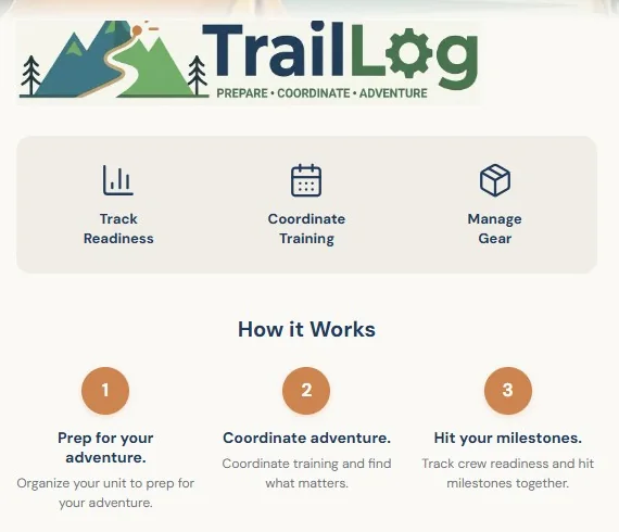 TrailLog sign-in screen